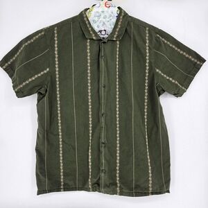 Roark Shirt Mens XXL Button Up Short Sleeve Gonzo Treeline Green Palm Trees